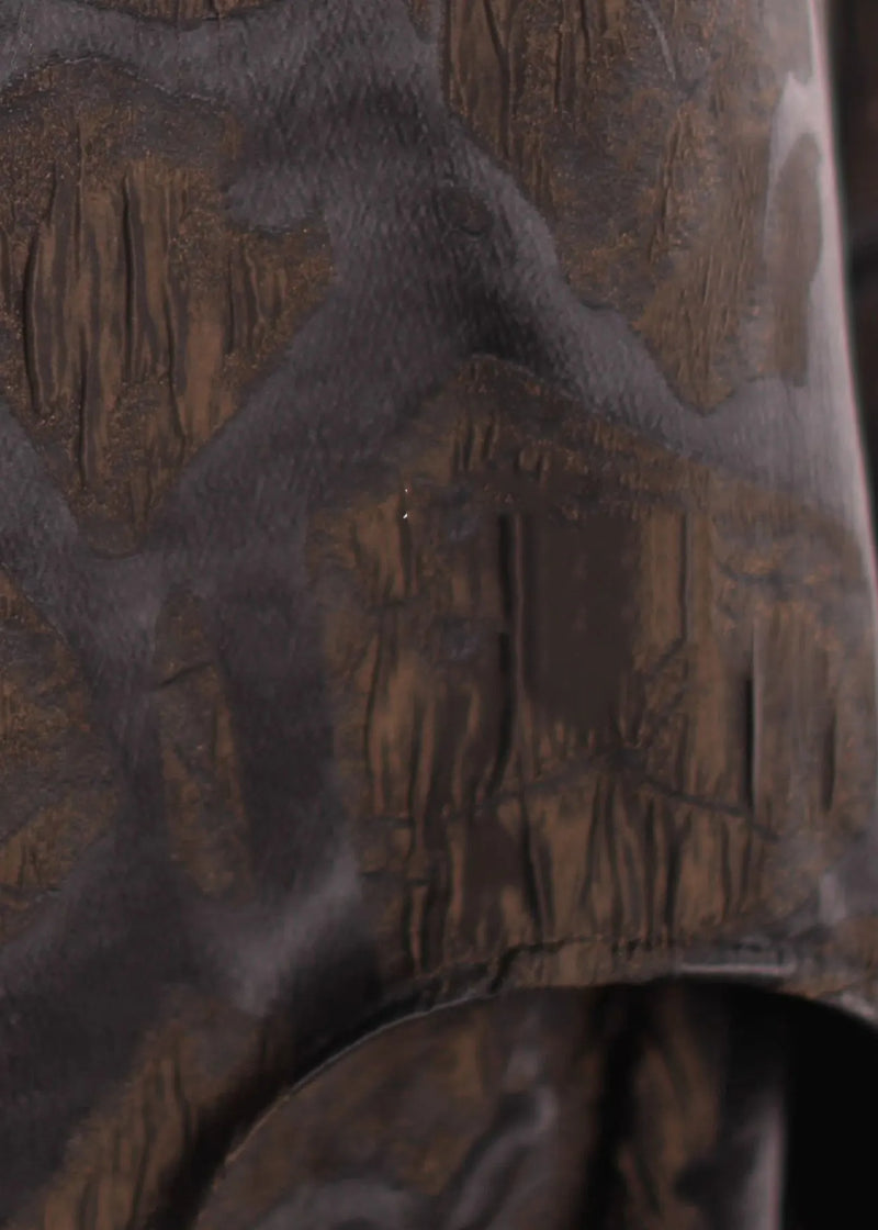 Art Chocolate Jacquard Side Open Silk 2 Piece Outfit Spring