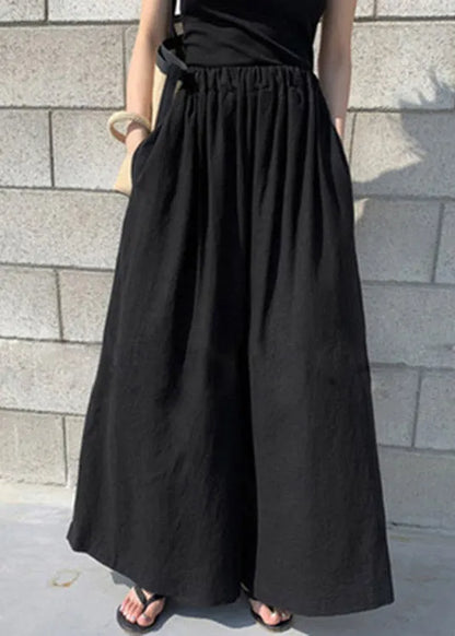 Light Green Elastic Waist Wide Leg Pants Summer