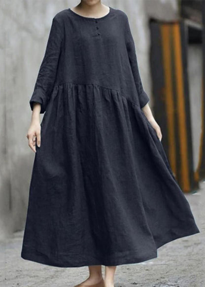 Green Wrinkled Patchwork Long Dresses Fall