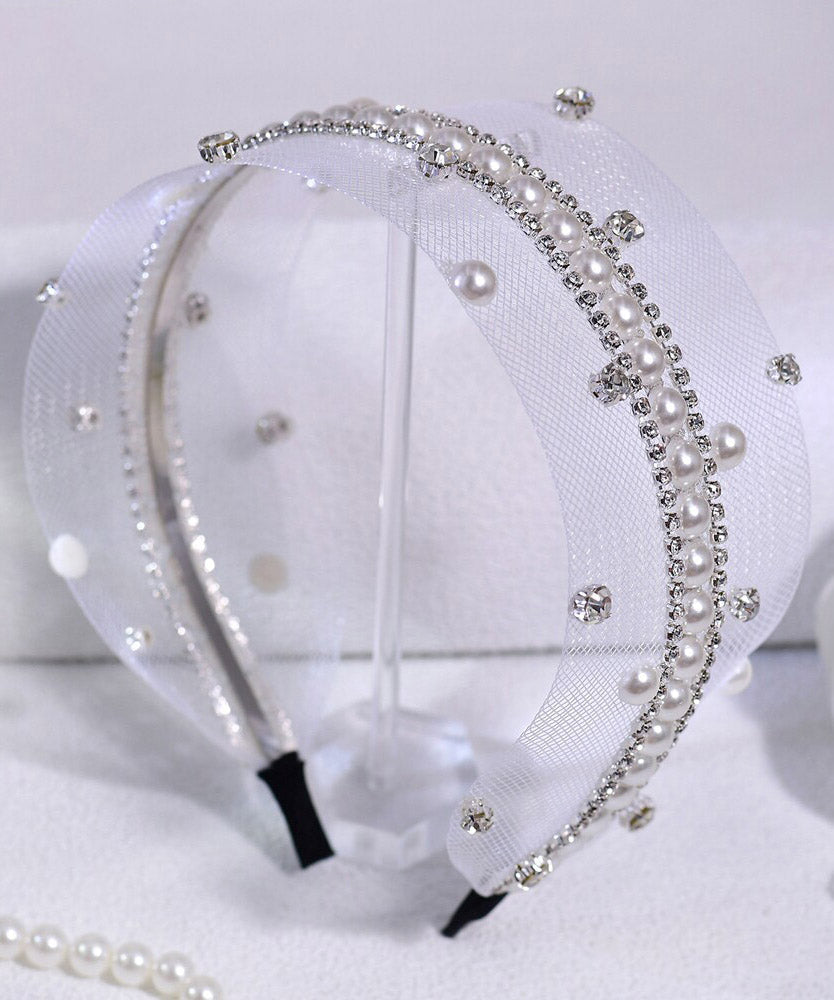 Fine Silk Tulle Zircon Pearl Hairpiece