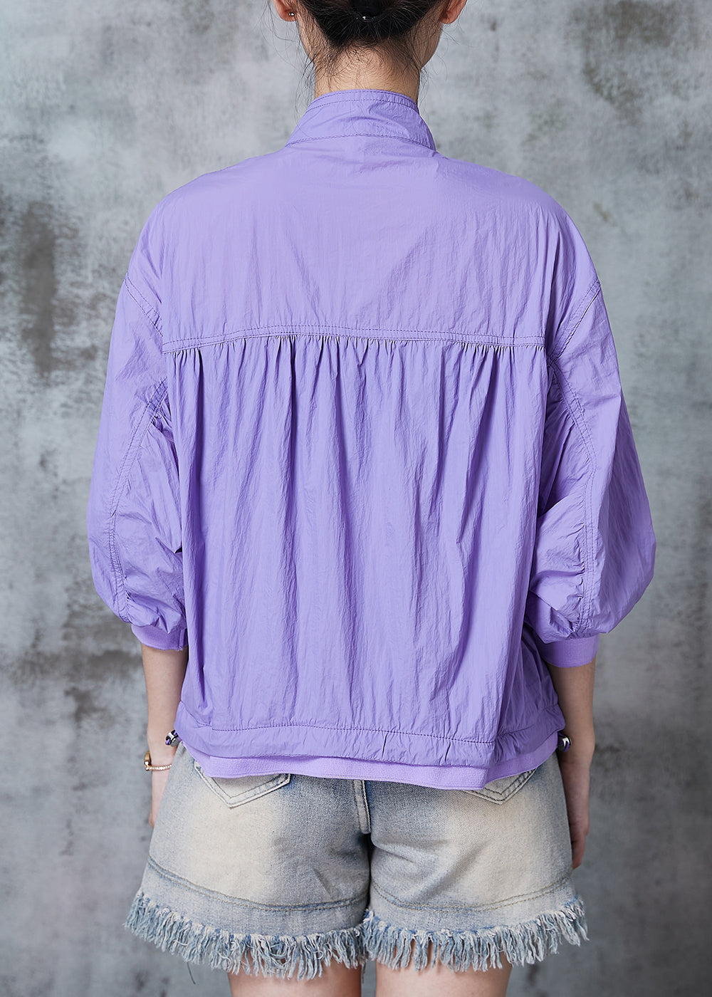 Classy Purple Zip Up Spandex Upf 50+ Jackets Summer