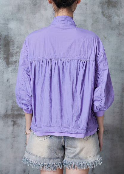 Classy Purple Zip Up Spandex Upf 50+ Jackets Summer