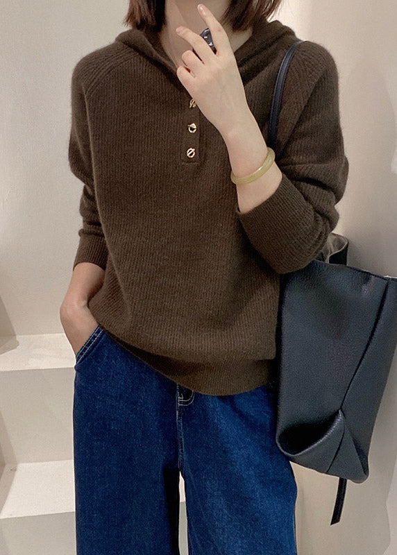 Rose Versatile Hooded Knit Top Spring