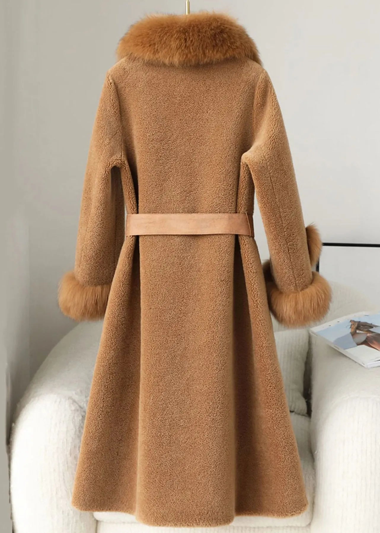 French Coffee Button Pockets Patchwork Woolen Coats Winter