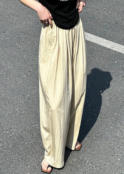 Apricot Thin Cotton Summer Pants Elastic Waist