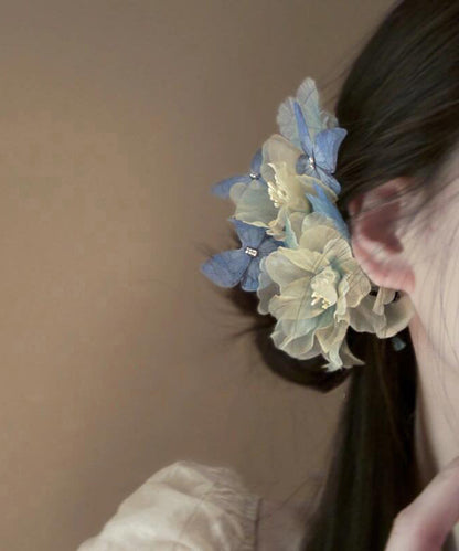 Retro Multicolor Tulle Butterfly Pearl Hairpin
