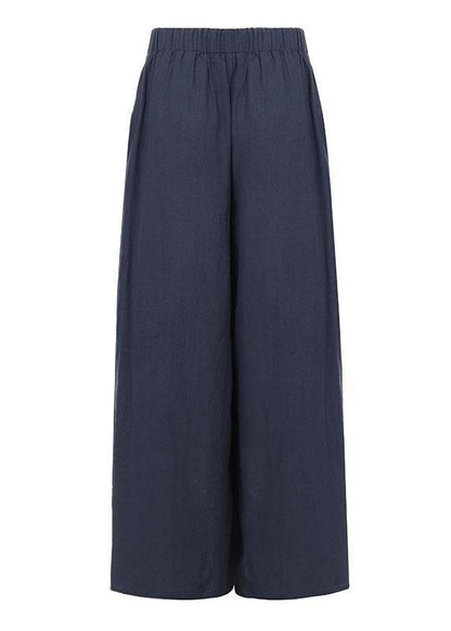 Wide Leg Color Loose High Elastic Waist Side Pockets Pants