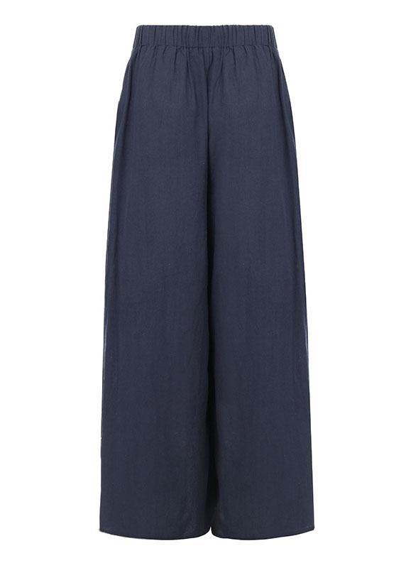 Wide Leg Color Loose High Elastic Waist Side Pockets Pants