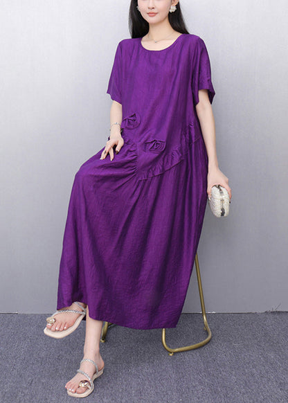 Loose Purple Patchwork Maxi Dress Summer