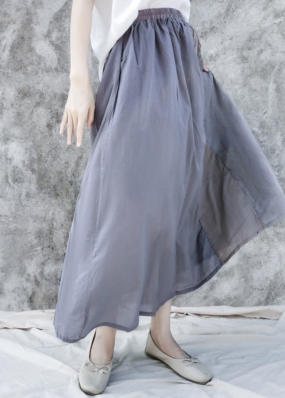 Elastic Waist Pockets Cotton a Line Skirts Summer