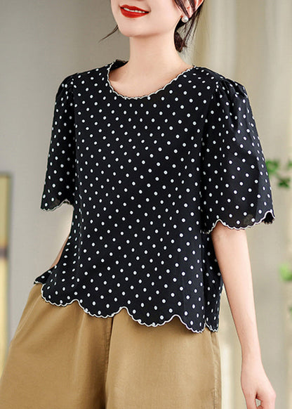 Black O-neck Print Shirts Summer