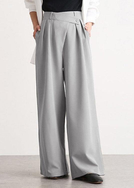 Work Cross Button Design Wide Leg Pants Spring