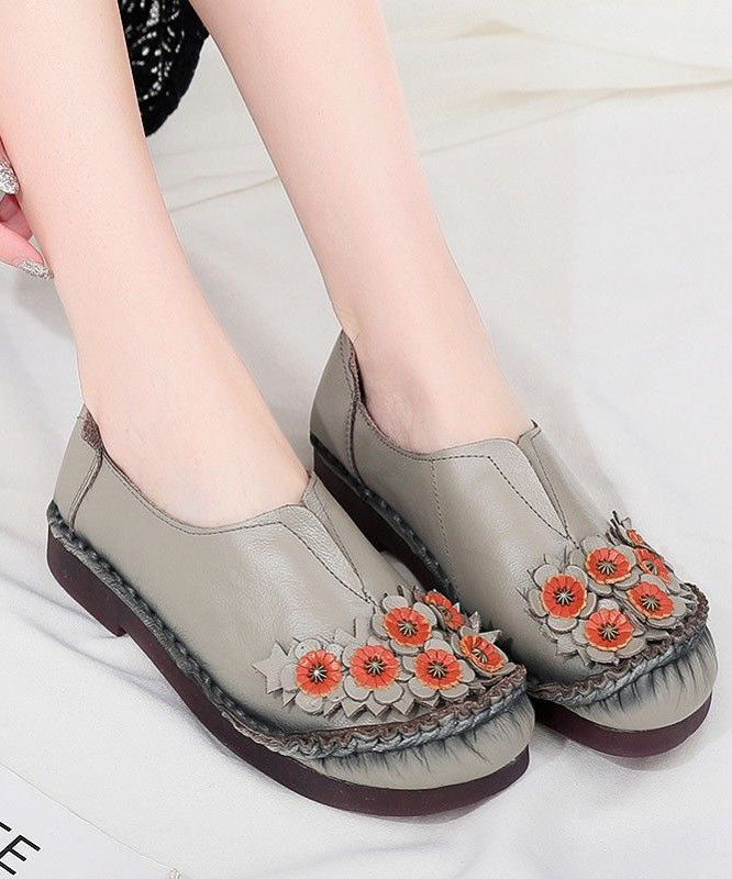 Unique Splicing Flat Shoes for Red Cowhide Leather