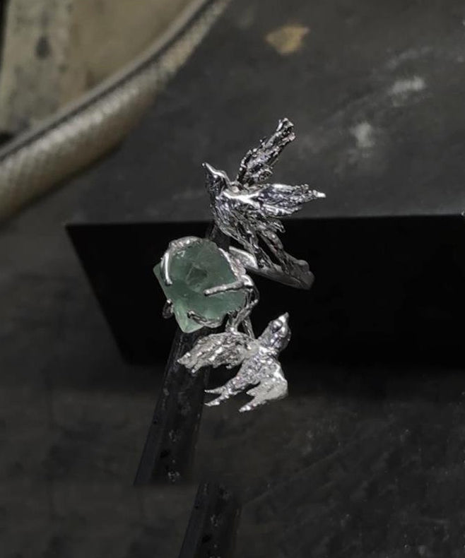 Silk Copper Gem Stone Little Bird Rings