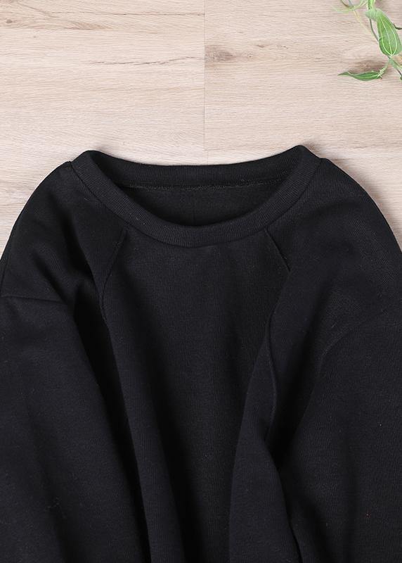 Modern Black Loose Sweatshirts Top