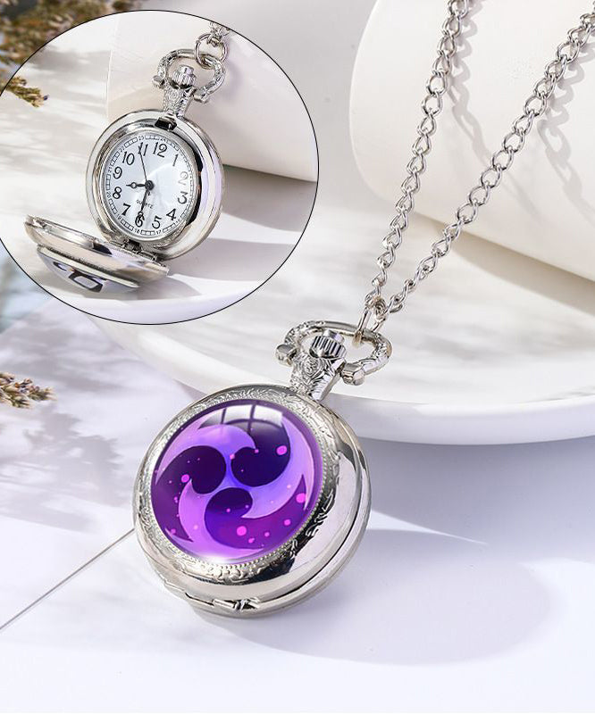 Unique Green Alloy Chain Gem Stone Pocket Watch