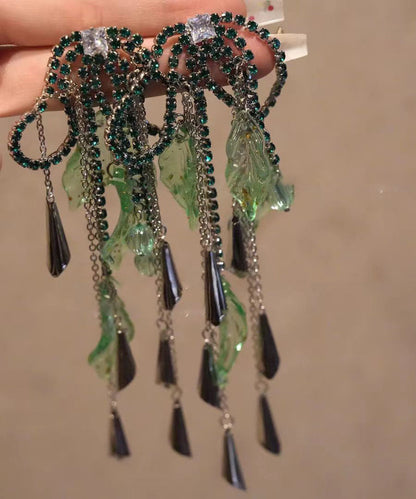 Copper Acrylic Zircon Tassel Drop Earrings