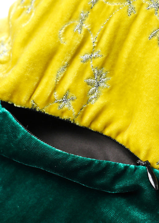 Colorblock O Neck Button Patchwork Silk Velour Parka Winter