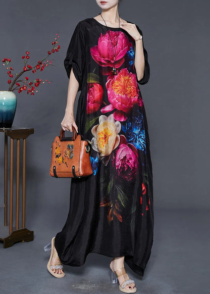 Red Oversized Silk Maxi Dress Spring