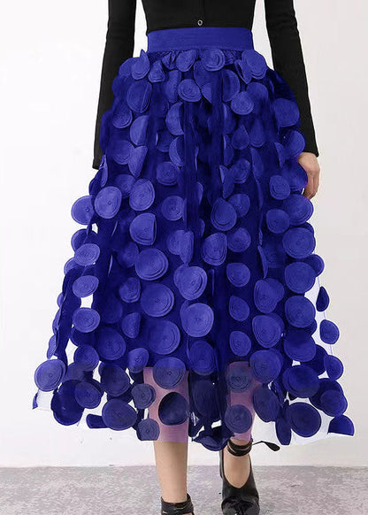 Blue Dot Patchwork Tulle Skirt Fall