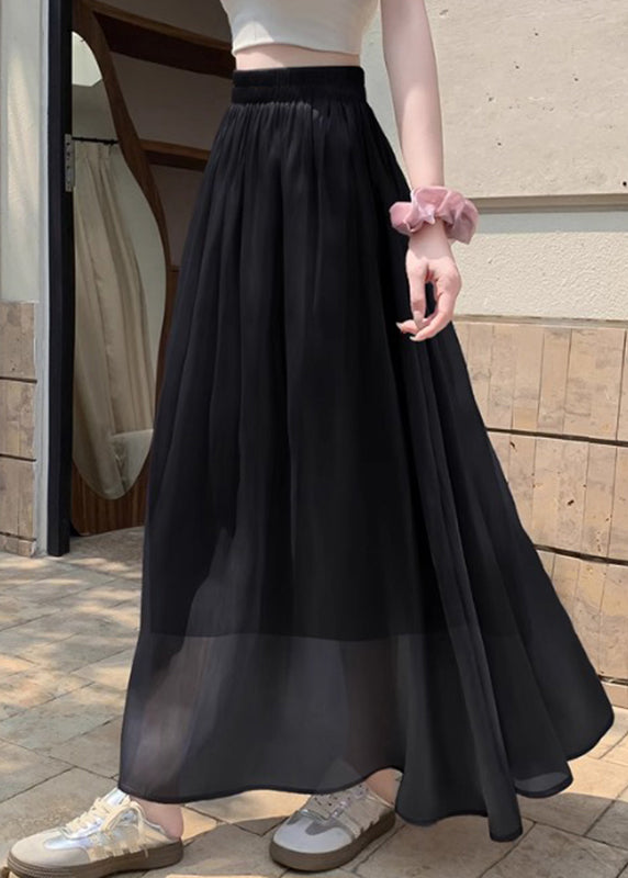 Black High Waist Patchwork Maxi Skirts