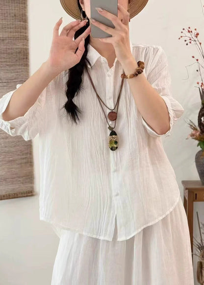 Pink Oversized Wrinkled Cotton Shirt Top Bracelet Sleeve