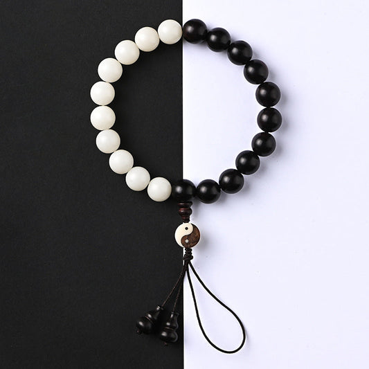 Buddha Stones Ebony Yinyang Protection Bracelet Decoration