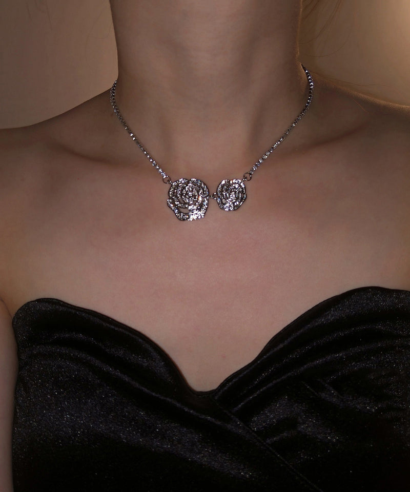 Retro Silk Sterling Silver Zircon Princess Necklace