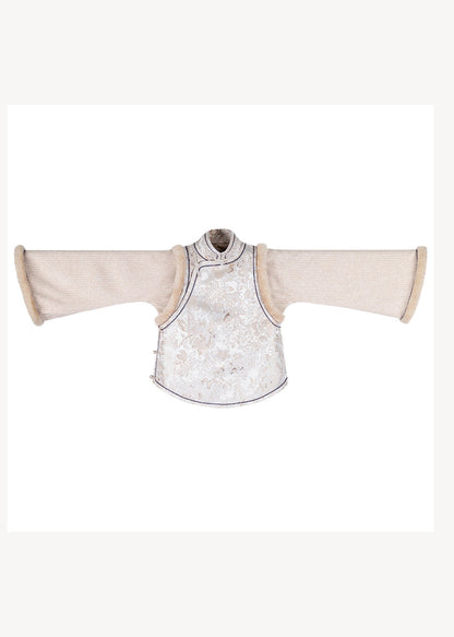 Teddy Patchwork False Two Piece Chinese Style Cotton Filled Top Winter