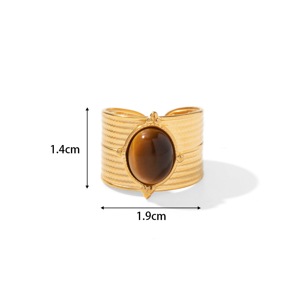 Inlaid Malachite Stainless Steel Ring
