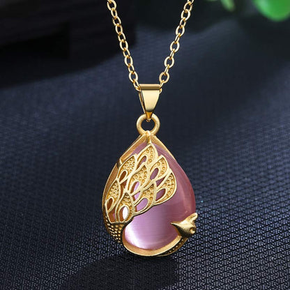 Pink Crystal & Green Chalcedony Soothing Spiritual Necklace