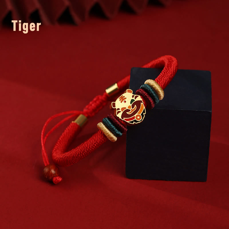 Buddha Stones Handmade 925 Sterling Silver Year of the Dragon Chinese Zodiac Luck Braided Red Bracelet