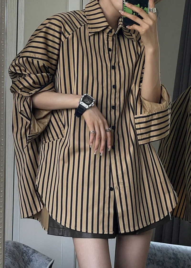 Black Coats and Striped Shirts Two Piece Set Spring