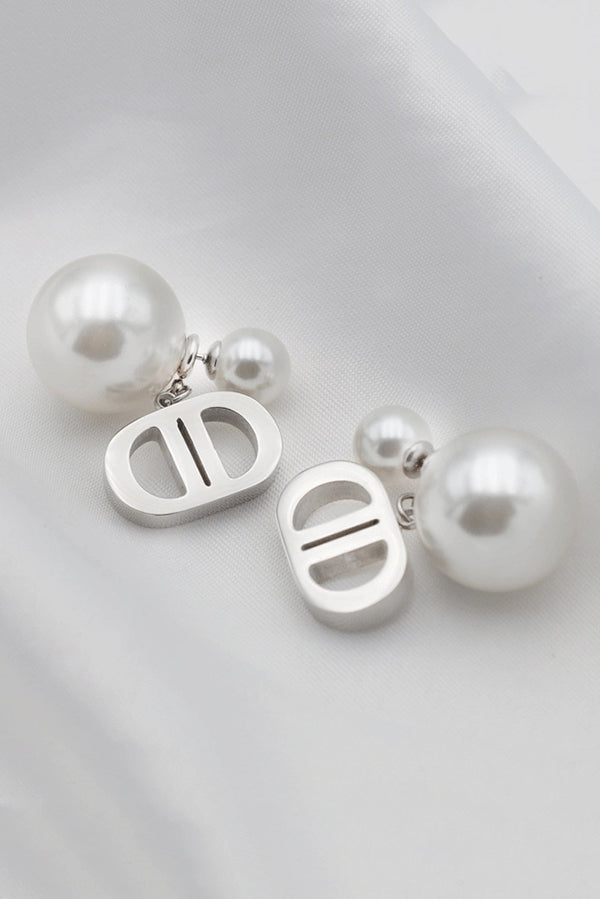 Double D Shape Pearl Earrings