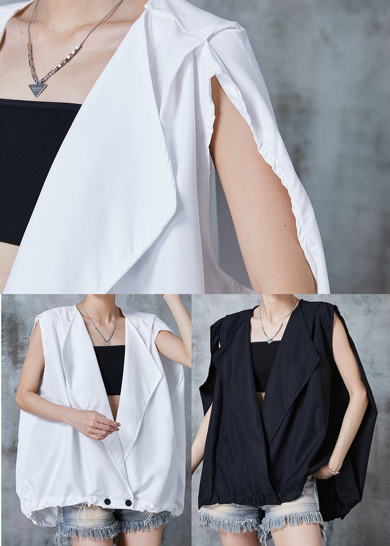 Italian White Oversized Drawstring Cotton Tanks Summer