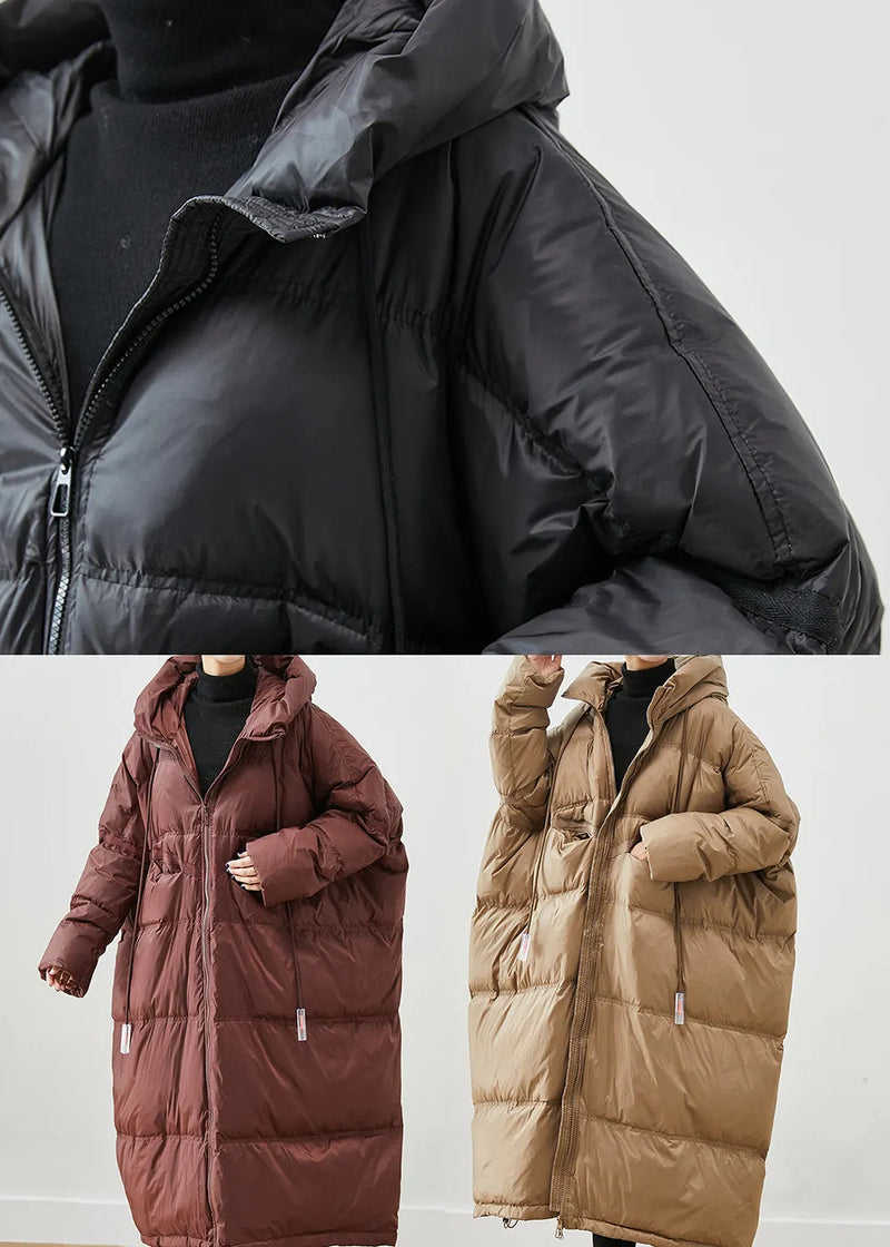 Khaki Oversized Drawstring Duck Down Winter Coats Winter