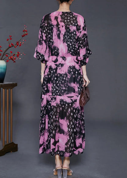 Rose Cinched Exra Large Hem Chiffon Dress Summer