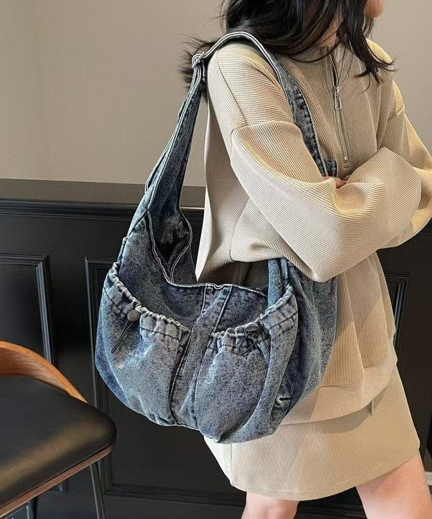 Blue Denim Pockets Large Capacity Crossbody Bag