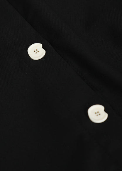 Italian Black White Peter Pan Collar Button Cape Shirts Long Sleeve