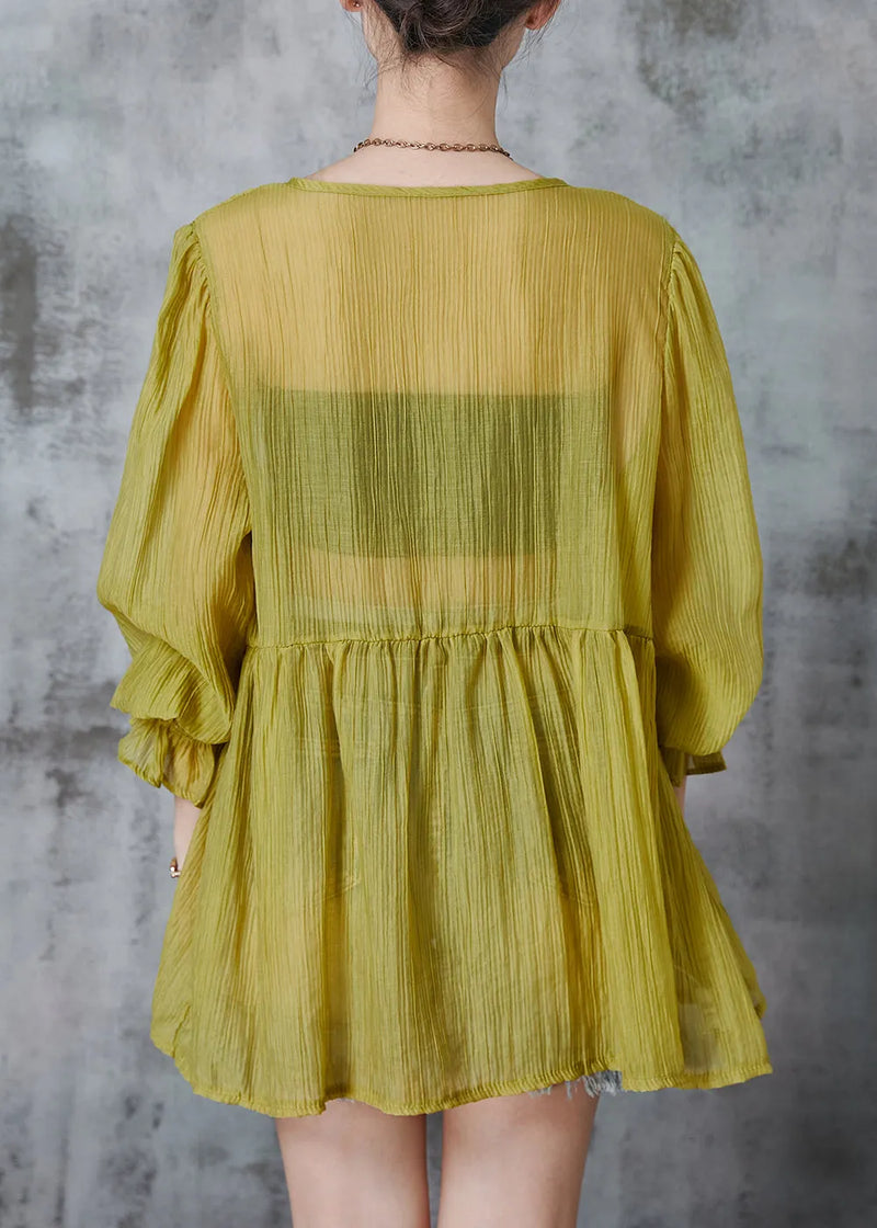 Modern Yellow Oversized Chiffon Upf 50+ Coat Summer