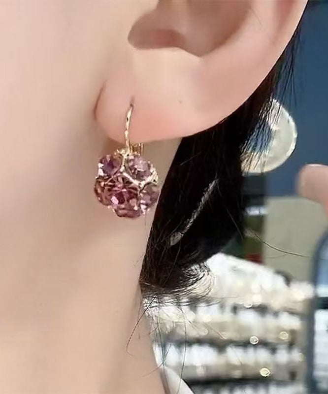Original Design Purple Style Purple Copper Alloy Zircon Crystal Hoop Earrings