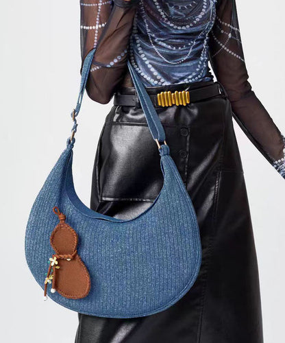 Retro Denim Blue Durable Pendant Cotton Hobo Bag