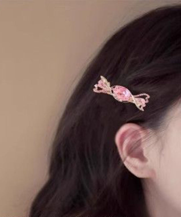 Pink Alloy Crystal Zircon Candy Hairpin