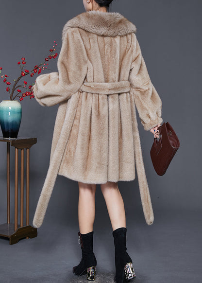Khaki Oversized Warm Fuzzy Fur Fluffy Coats Winter
