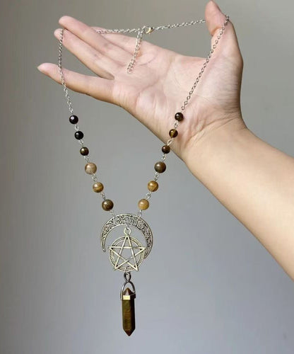 Metal Star Moon Universe Lariat Necklace