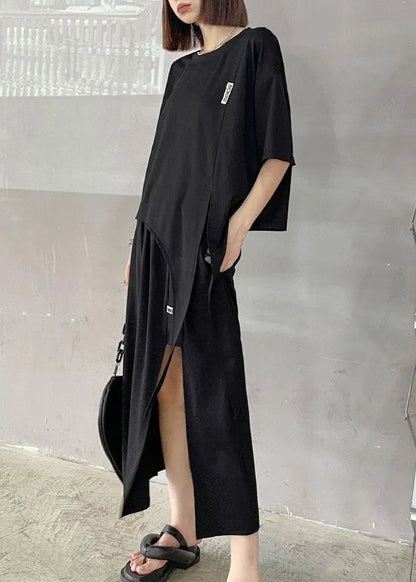 Black Short Top High Waist Slim Skirt Two Piece Set