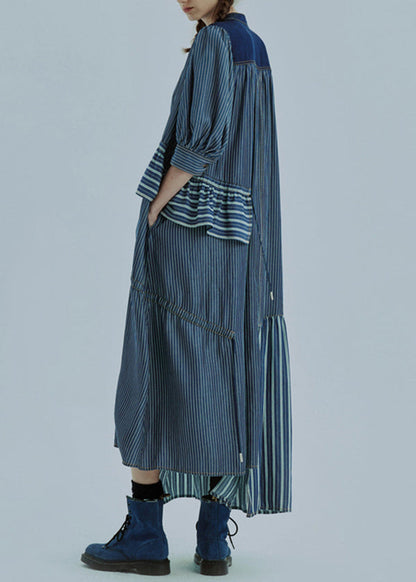 Original Design Blue Asymmetrical Patchwork Denim Dress Summer