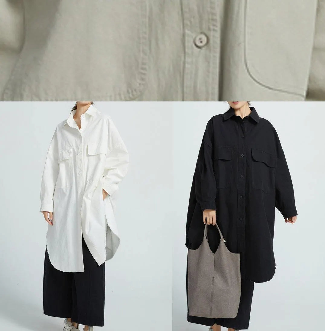 Big Pockets Cotton Spring Wardrobes Sewing Black Shirt Dress