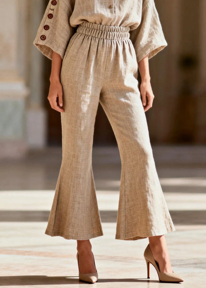 V Neck Linen Two Pieces Set Summer