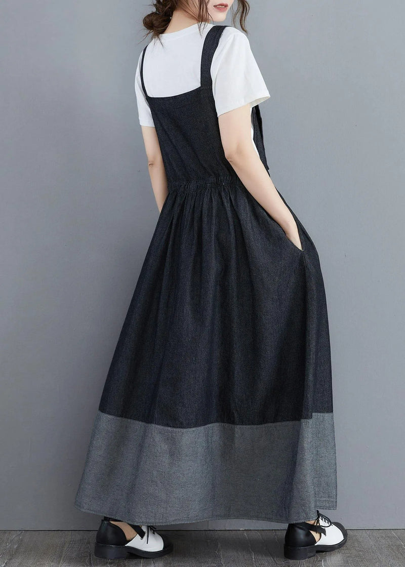 Splicing Denim Long Back Dress